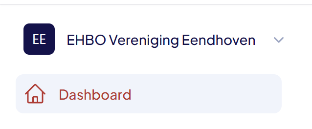 De bovenkant van het menu met nu de naam EHBO Vereniging Eendhoven
