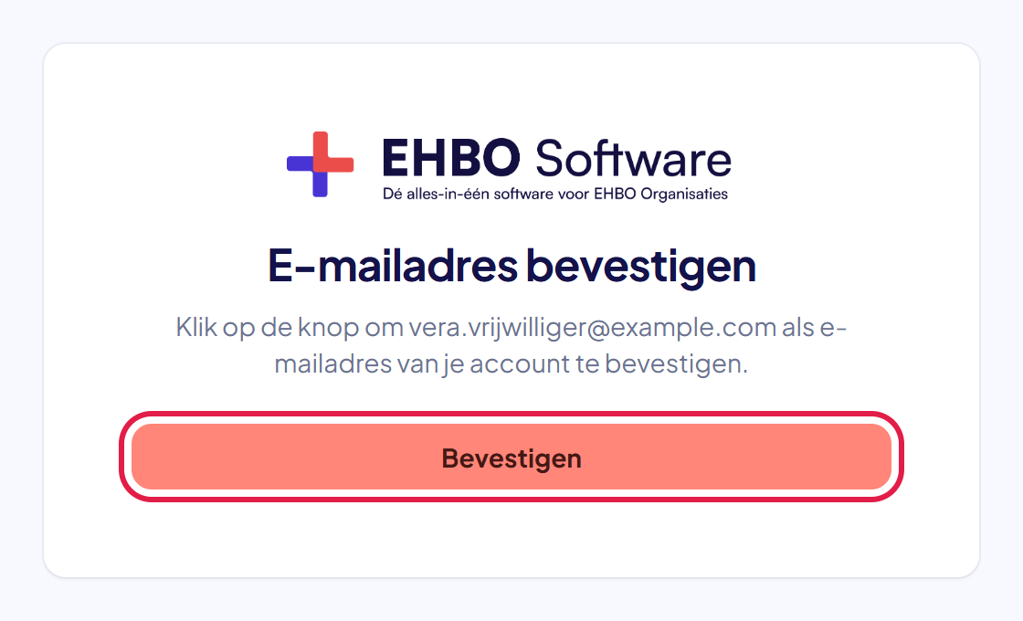 De pagina E-mailadres bevestigen met de knop Bevestigen gemarkeerd