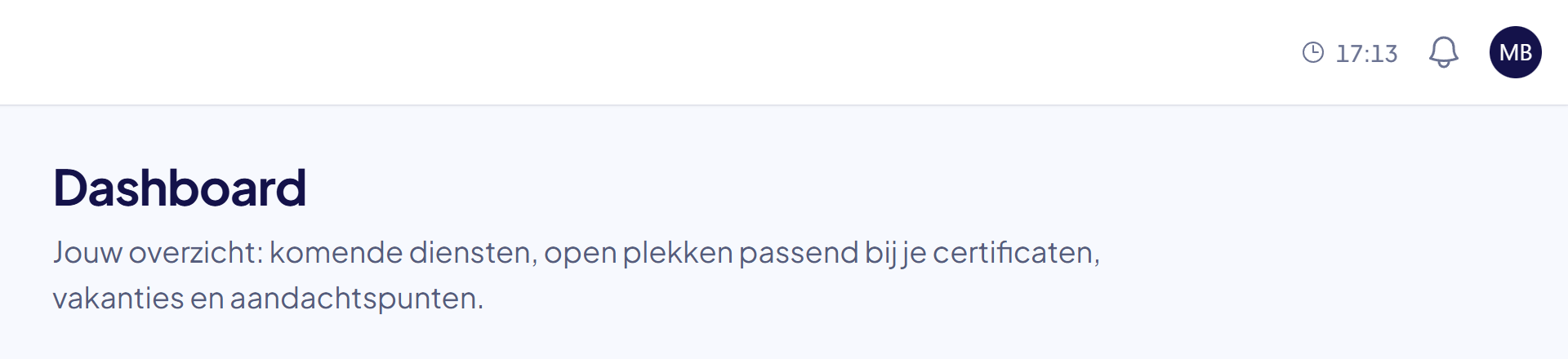De bovenkant van het Dashboard