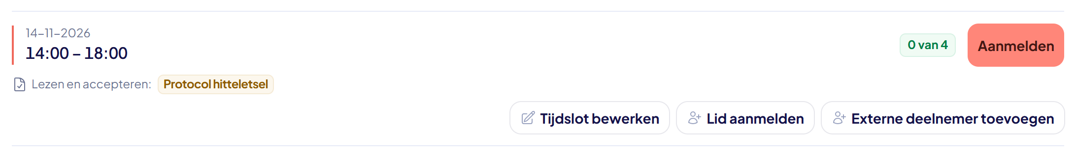 Een tijdslot met de melding Lezen en accepteren en de naam van het document