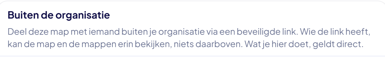 Het gedeelte Buiten de organisatie, met Link maken omkaderd