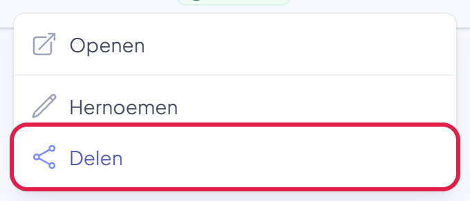 Het menu achter Meer bij een regel